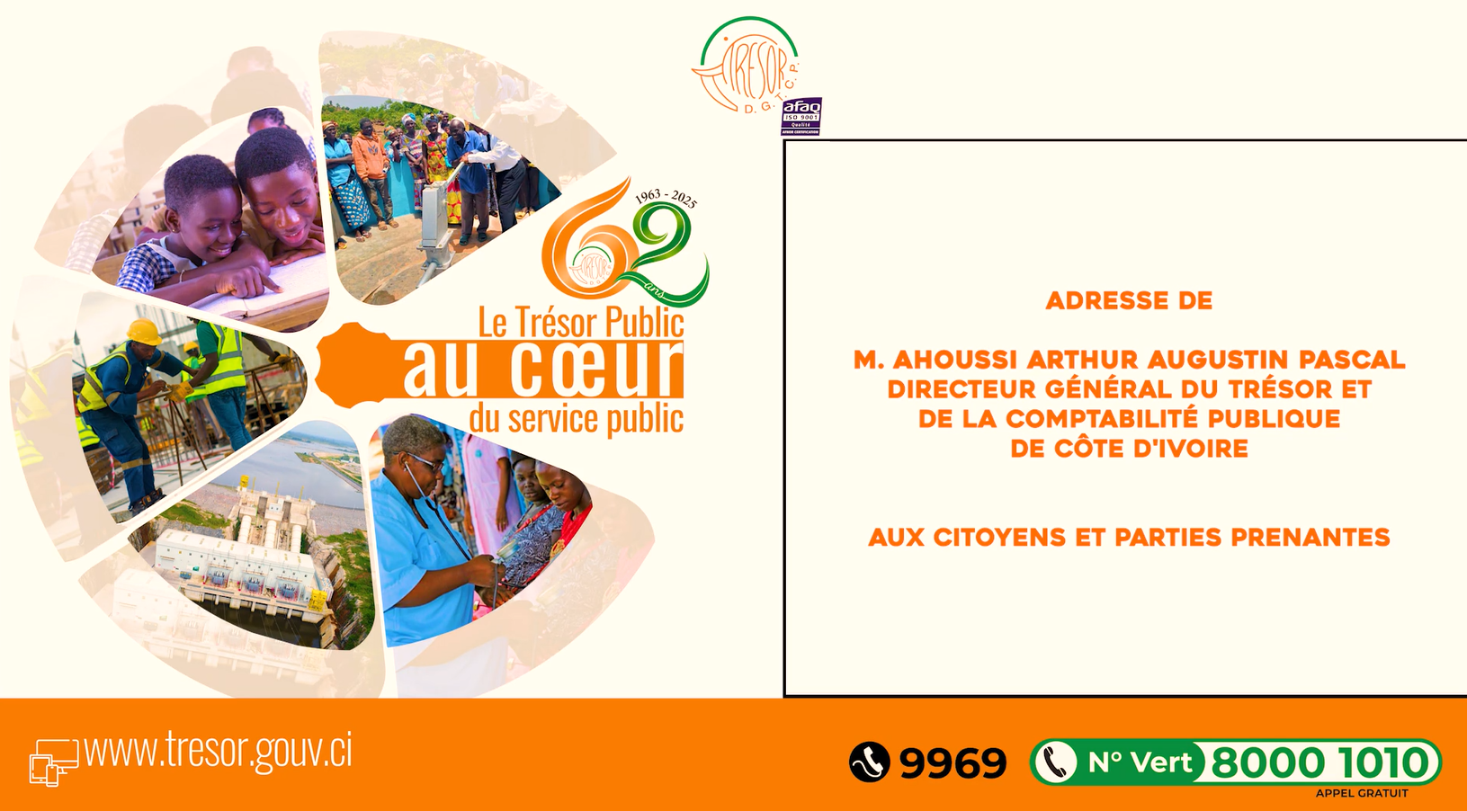 Adresse du Directeur Général aux citoyens et parties prenantes